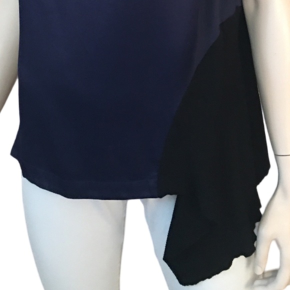 DKNY Asymmetrical Flounce Panel Top Blouse Tunic Tank Rayon Merino Wool NWOT - Picture 6 of 16